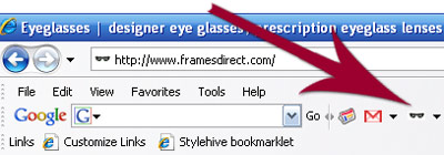 New FramesDirect.com Google toolbar button