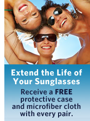 All sunglasses come with carrying case and cleaning cloth