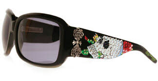 Ed Hardy EHS 001 Skull & Roses Sunglasses