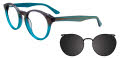 Takumi TK1017 With Magnetic Clip-On Lens Crystal Teal & Black Purple Shimmer (060) Eyeglasses - Color Image