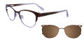 Takumi TK1027 With Magnetic Clip-On Lens Satin Brown & Lilac w/Clip on the Lens (010) Eyeglasses - Color Image