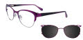 Takumi TK1027 With Magnetic Clip-On Lens Satin Purple & Silver with Clip Lens (080) Eyeglasses - Color Image