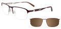 Takumi TK1086 With Magnetic Clip-On Lens Matt Dark Brown and Shiny Silver (010) Eyeglasses - Color Image