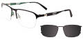 Takumi TK1086 With Magnetic Clip-On Lens Matt Black and Shiny Dark Green (090) Eyeglasses - Color Image
