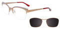 Takumi TK1110 With Magnetic Clip-On Lens Satin Brown & White with clip on lens (010) Eyeglasses - Color Image