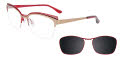 Takumi TK1110 With Magnetic Clip-On Lens Satin Gold & Red with clip on lens (015) Eyeglasses - Color Image