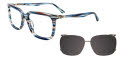 Takumi TK1116 With Magnetic Clip-On Lens Blue&Brown Marbled (050) Eyeglasses - Color Image