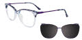 Takumi TK1121 With Magnetic Clip-On Lens Blue Marbled & Crystal Light Blue (050) Eyeglasses - Color Image