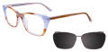 Takumi TK1122 With Magnetic Clip-On Lens Light Brown Marbled & Periwinkle (010) Eyeglasses - Color Image