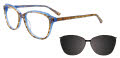 Takumi TK1126 With Magnetic Clip-On Lens Brown Marbled & Blue (010) Eyeglasses - Color Image
