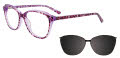 Takumi TK1126 With Magnetic Clip-On Lens Purple crystal with animal print (080) Eyeglasses - Color Image