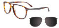 Takumi TK1127 With Magnetic Clip-On Lens Demi Amber & Satin Steel (010) Eyeglasses - Color Image