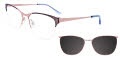 Takumi TK1138 With Magnetic Clip-On Lens Blue & Matt Light Pink with polarized clip on lens (50) Eyeglasses - Color Image
