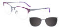 Takumi TK1138 With Magnetic Clip-On Lens Purple & Matt Light Blue with polarized clip on lens (80) Eyeglasses - Color Image