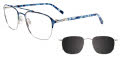 Takumi TK1151 With Magnetic Clip-On Lens Demi Blue & Shiny Silver with polarized clip on lens (050) Eyeglasses - Color Image