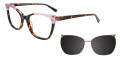 Takumi TK1154 With Magnetic Clip-On Lens Brown & Amber Marbled & Crystal Pink with polarized clip on lens (010) Eyeglasses - Color Image