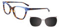 Takumi TK1154 With Magnetic Clip-On Lens Blue & Brown Marbled & Crystal Blue w/ polarized clip on lens (050) Eyeglasses - Color Image