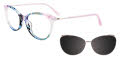 Takumi TK1155 With Magnetic Clip-On Lens Blue & Green Marbled & Light Purple & Crystal with polarized clip on lens (050) Eyeglasses - Color Image