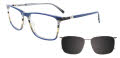 Takumi TK1156 With Magnetic Clip-On Lens Blue & Multicolor Lines & Dark Blue with polarized clip on lens (050) Eyeglasses - Color Image