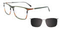 Takumi TK1156 With Magnetic Clip-On Lens Green & Multicolor lines & Copper with polarized clip on lens (060) Eyeglasses - Color Image