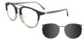 Takumi TK1169 With Magnetic Clip-On Lens Crystal Light Brown Marbled & Light Teal (010) Eyeglasses - Color Image