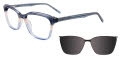 Takumi TK1172 With Magnetic Clip-On Lens Crystal Dark Blue & Salmon & Light Blue (050) Eyeglasses - Color Image