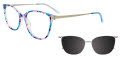 Takumi TK1182 With Magnetic Clip-On Lens Multicolor Teal & Lilac & Purple/Satin Steel (050) Eyeglasses - Color Image