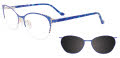 Takumi TK1204 With Magnetic Clip-On Lens Satin Blue & Shiny Pink Gold (050) Eyeglasses - Color Image