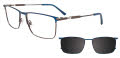 Takumi TK1217 Magnetic Clip-on Lens Blue and Dark Steel (050) Eyeglasses - Color Image