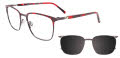 Takumi TK1224 With Magnetic Clip-On Lens Steel & Red Tortoise (030) Eyeglasses - Color Image