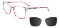 Takumi TK1230 With Magnetic Clip On Lens Transparent & Red (030) Eyeglasses - Color Image