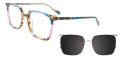 Takumi TK1257 With Magnetic Clip On Lens Grey Brown Marble and Blue & Pink Transp Clip  (015) Eyeglasses - Color Image