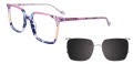 Takumi TK1257 With Magnetic Clip On Lens Blue Purple Marble & Purple & Beige Transp Clip (050) Eyeglasses - Color Image