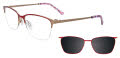 Takumi TK1279 With Magnetic Clip-On Lens Satin Red & Shiny Gold (030) Eyeglasses - Color Image