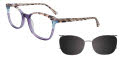 Takumi TK1302 With Magnetic Clip-On Lens Purple & Blue & Pink (080) Eyeglasses - Color Image
