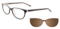 Takumi TK962 With Magnetic Clip-On Lens Marbled Brown and Cream with Brown Clip (10) Eyeglasses - Color Image