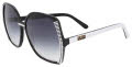 Black Flys Feathered Fly Shiny Black White with Smoke Gradient Lens Sunglasses - Color Image