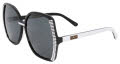 Black Flys Feathered Fly Shiny Black White with Smoke Polarized Lens Sunglasses - Color Image