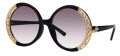 Caviar 6887 Black/ Gold w/ Clear Crystals with Grey Lens (24) Sunglasses - Color Image