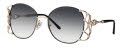 Caviar 6888 Gold/Black w/ Clear Crystals with Grey Lens (24) Sunglasses - Color Image