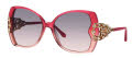 Caviar 6889 Plum Pink w/ Clear Crystals with Pink Grey Gradient Lens (57) Sunglasses - Color Image