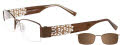 EasyClip EC254 With Magnetic Clip-On Lens Satin Brown with Brown Lens Clip (10) - POLARIZED Eyeglasses - Color Image