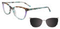 EasyClip EC743 with Magnetic Clip On Lens Teal & Purple (060) Eyeglasses - Color Image