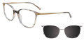 EasyClip EC745 with Magnetic Clip On Lens Grey & Beige / Soft Gold (020) Eyeglasses - Color Image