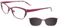 EasyClip EC458 With Magnetic Clip-On Lens Plum & Dark Brown w/Polarized Clip on the Lens (80) Eyeglasses - Color Image