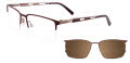 EasyClip EC459 With Magnetic Clip-On Lens Matte Dark Brown & Light Gold with Brown Polarized Clip on the Lens (10) Eyeglasses - Color Image