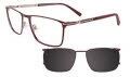 EasyClip EC476 With Magnetic Clip-On Lens Satin Maroon & Silver (15) Eyeglasses - Color Image