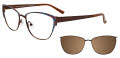 EasyClip EC482 With Magnetic Clip-On Lens Satin  Brown & Blue & Red & Orange (10) Eyeglasses - Color Image