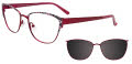 EasyClip EC482 With Magnetic Clip-On Lens Satin Red & Black & White & Pink (30) Eyeglasses - Color Image