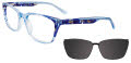 EasyClip EC483 With Magnetic Clip-On Lens Blue Crystal & Blue Marbled with Polarized Clip on Lens (50) Eyeglasses - Color Image
